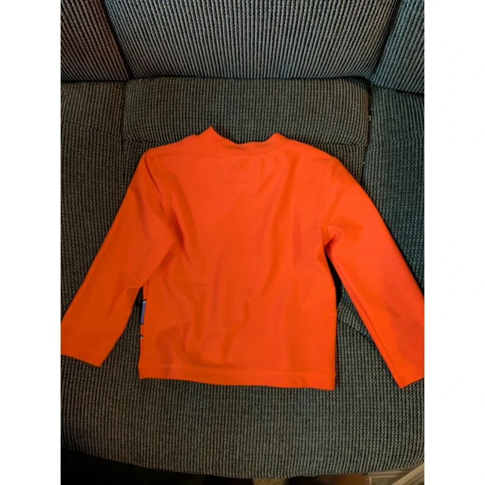 Carters Kids Orange‎ Shark Snorkel Graphic Long Sleeve Rash Guard Swim Shirt 18M